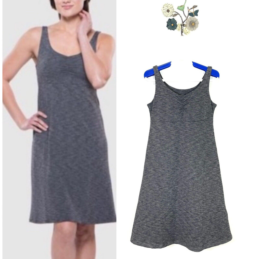Kuhl Mova Aktiv Mini Tank Dress Womens Small Gray V-Neck Sleeveless Keyhole Back